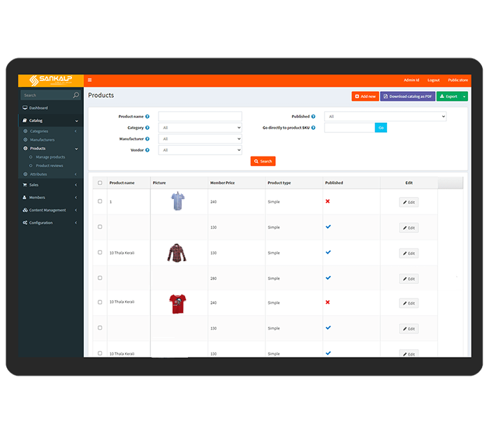 marketplace app features for admin